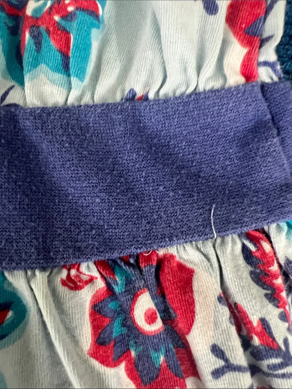 Tea Collection size 5 pale blue Floral tank Dress w/ purple-blue waistband